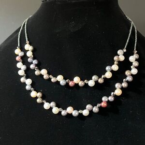 Vintage Lia Sophia “Tahitian” Multi-color Pearl and Bead Necklace— 16”-19” long